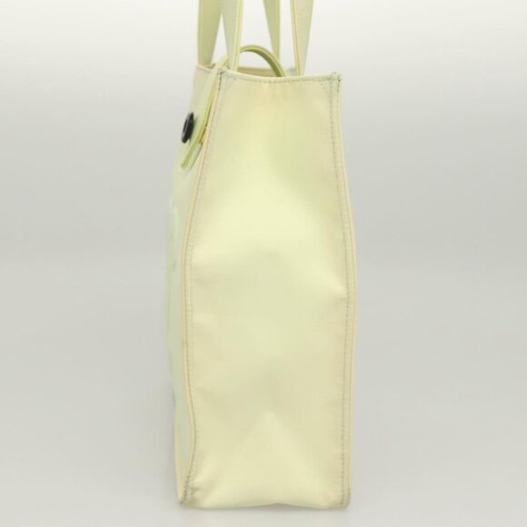 CHANEL COCO Mark Hand Bag Nylon Yellow Gold CC Auth - Picture 4 of 16